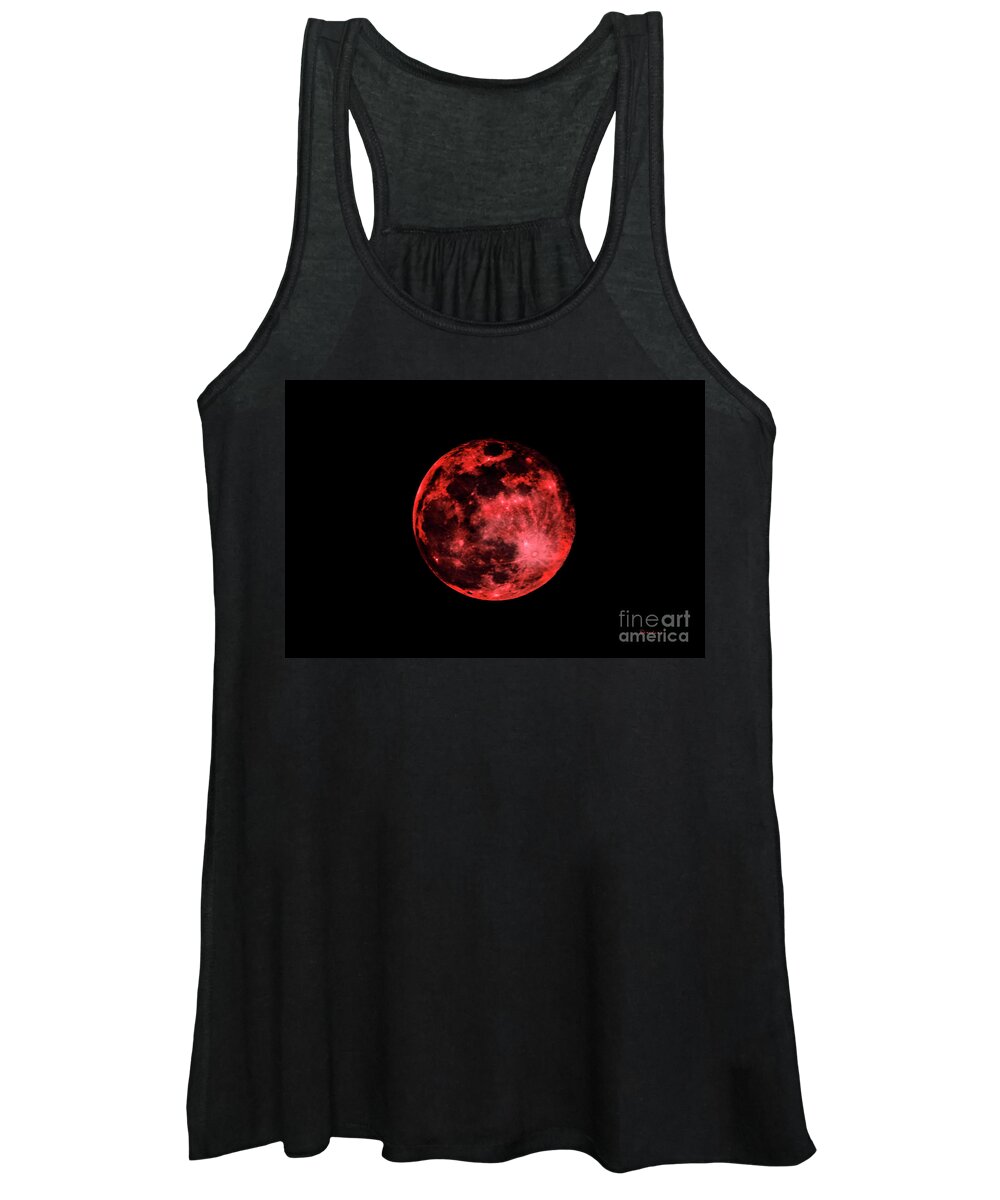 Moon Women's Tank Top featuring the photograph Blood Red Moonscape 3644B by Ricardos Creations