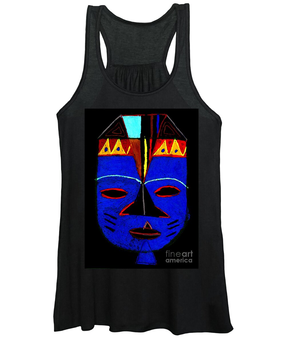 African Masks Women's Tank Top featuring the pastel Blue Mask by Angela L Walker