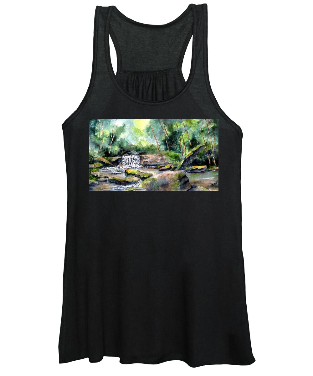 Stream Women's Tank Top featuring the painting Blue Ridge Stream by Mary McCullah