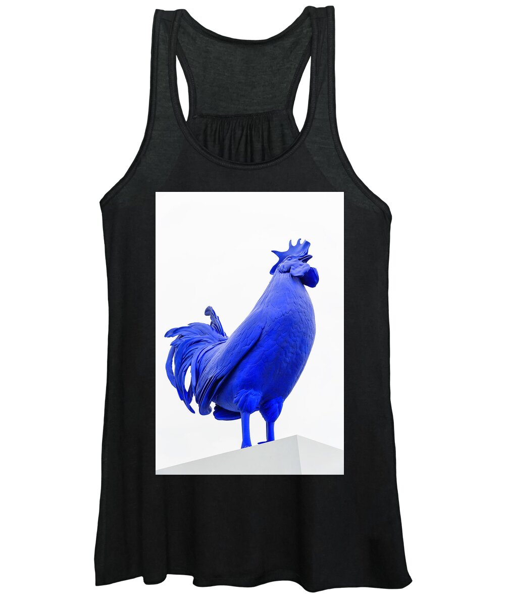 Blue Women's Tank Top featuring the photograph Blue Rooster by Fran Gallogly