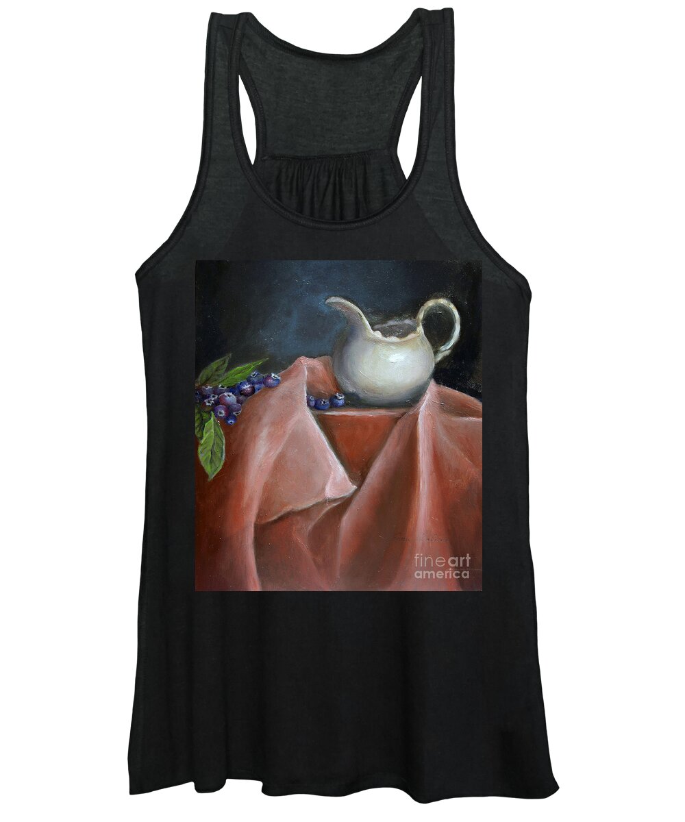 Blueberries Women's Tank Top featuring the painting Blueberries and Cream by Portraits By NC