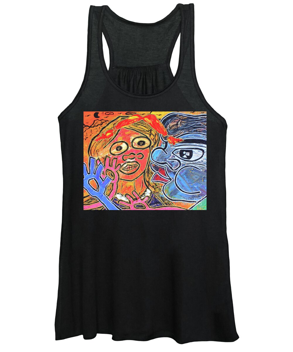 Painting - Acrylic Women's Tank Top featuring the painting Boy Meets Girl by Odalo Wasikhongo