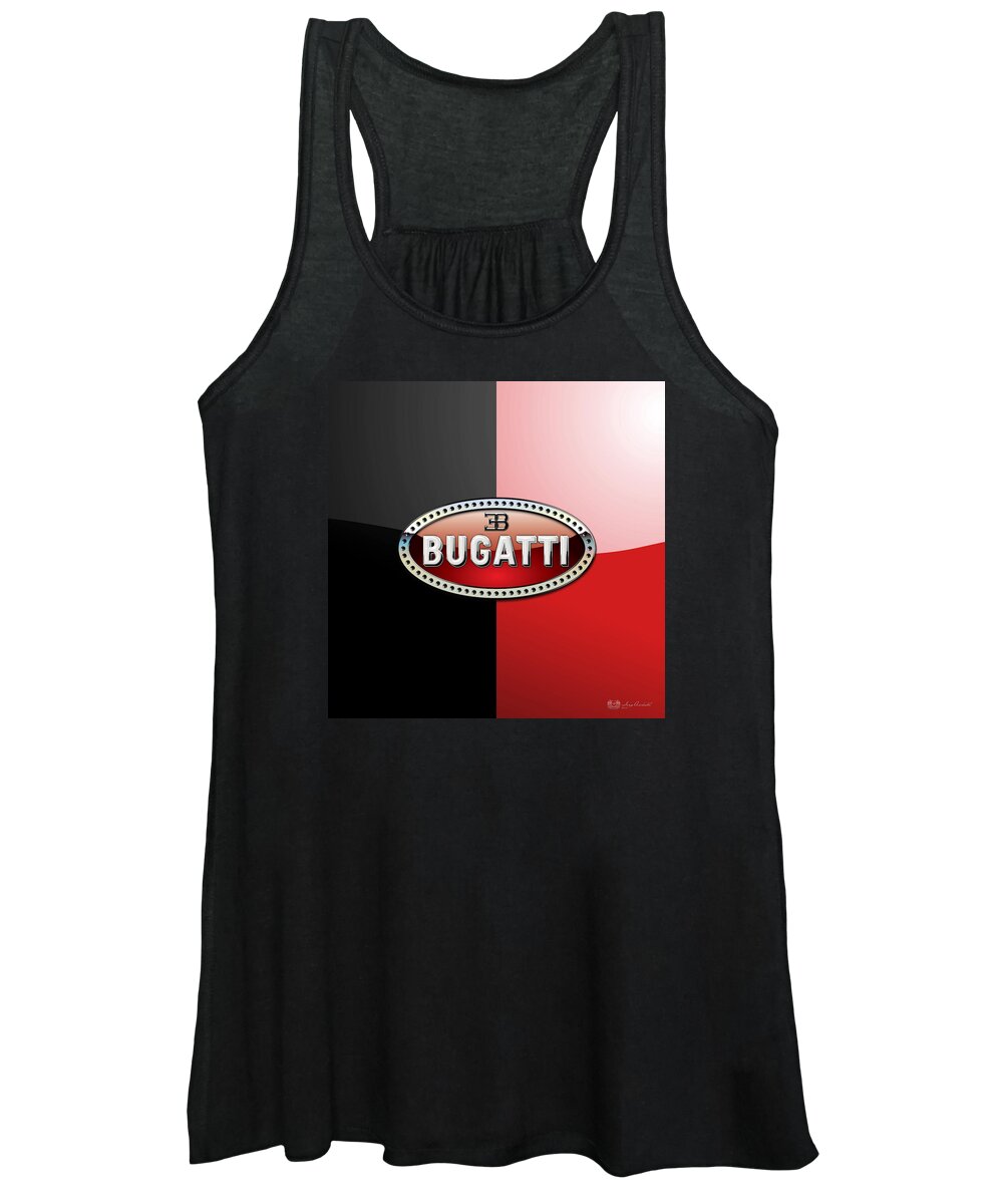 Wheels Of Fortune By Serge Averbukh Women's Tank Top featuring the photograph Bugatti 3 D Badge on Red and Black by Serge Averbukh