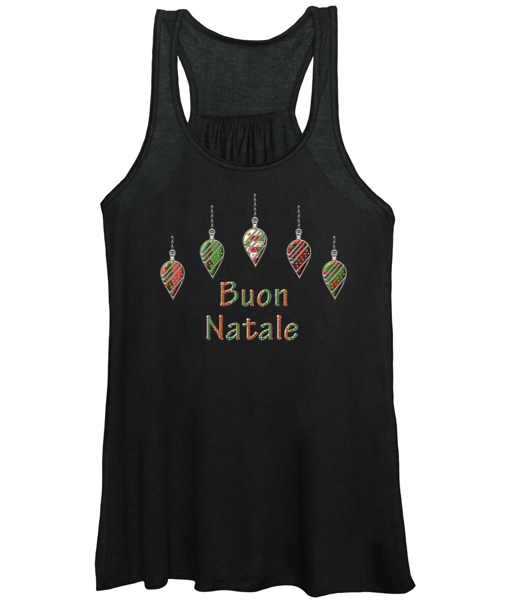 Red Women's Tank Top featuring the digital art Buon Natale Italian Merry Christmas by Movie Poster Prints