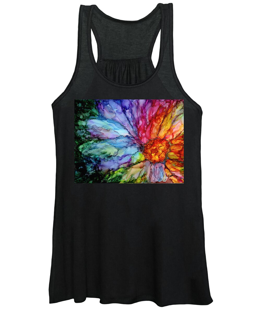 Flower Women's Tank Top featuring the painting Bursting through the Shadows by Eunice Warfel