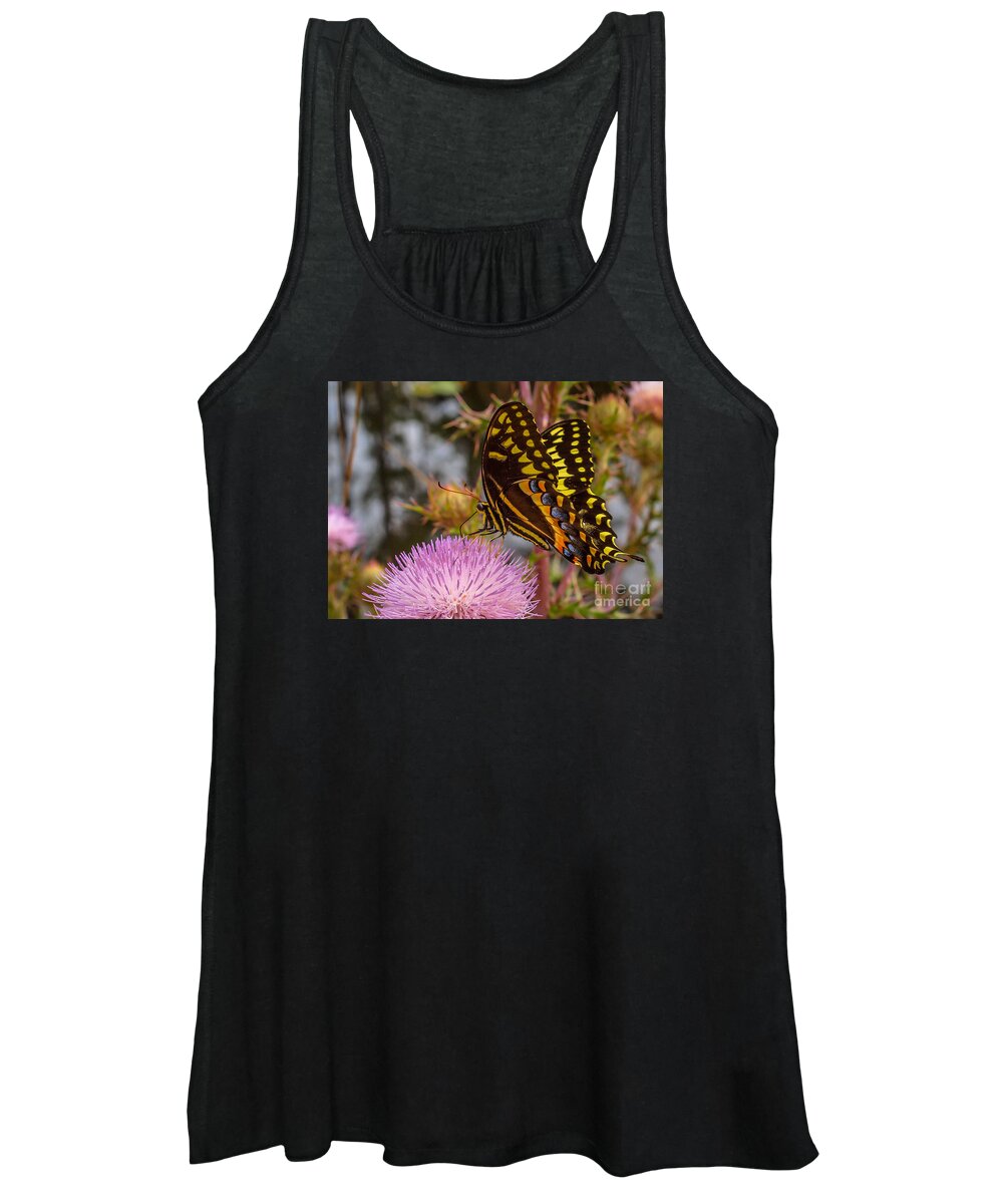 Butterfly Women's Tank Top featuring the photograph Butterfly Visit by Tom Claud