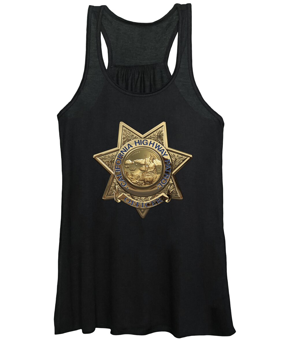 'law Enforcement Insignia & Heraldry' Collection By Serge Averbukh Women's Tank Top featuring the digital art California Highway Patrol - C H P Police Officer Badge over Blue Velvet by Serge Averbukh
