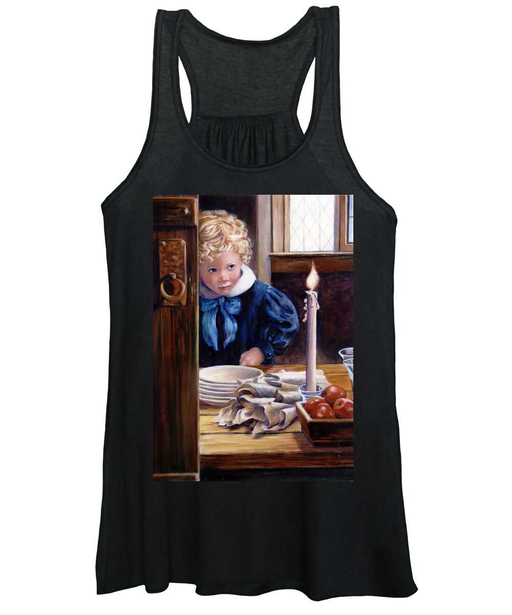 Children Women's Tank Top featuring the painting Candle by Marie Witte