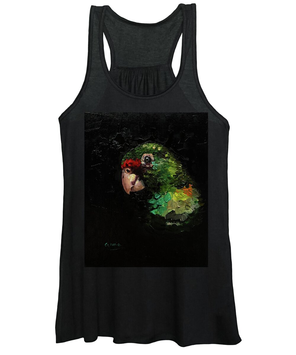 Parrot Women's Tank Top featuring the painting Captain the Parrot by Janet Garcia