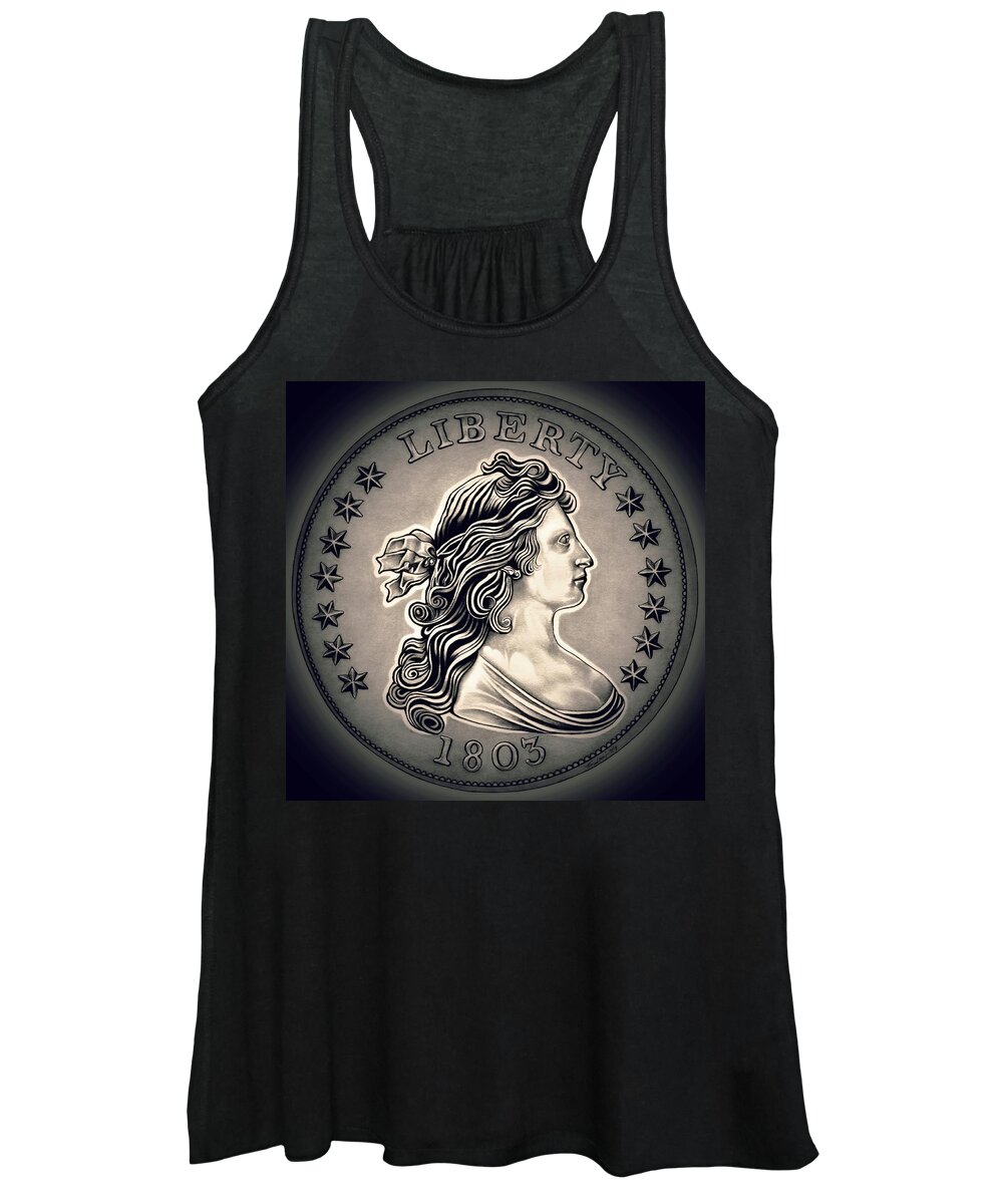 Draped Bust Liberty Dollar Women's Tank Top featuring the drawing Cement Draped Liberty by Fred Larucci