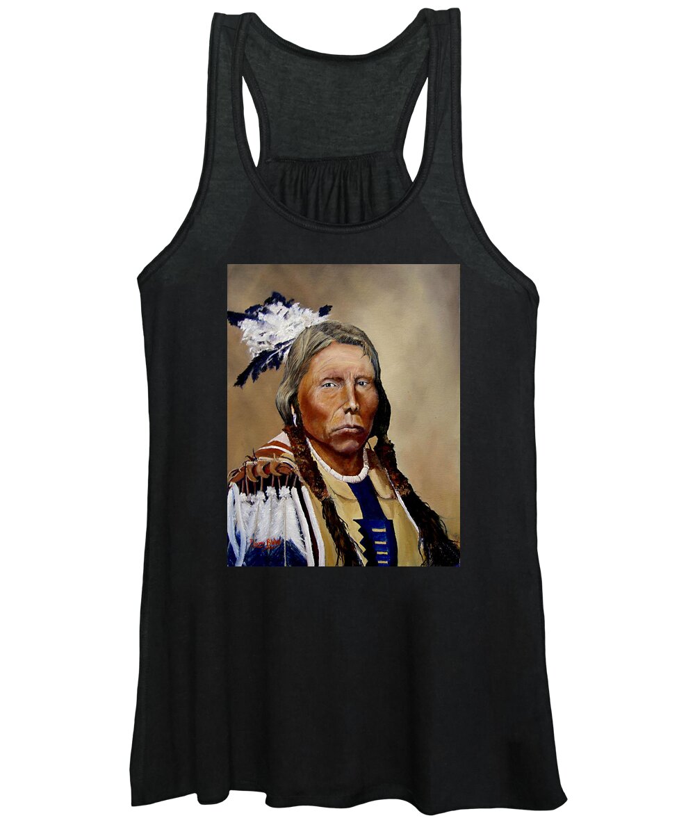 Native American Women's Tank Top featuring the painting Chief Crazy Horse by Barry BLAKE
