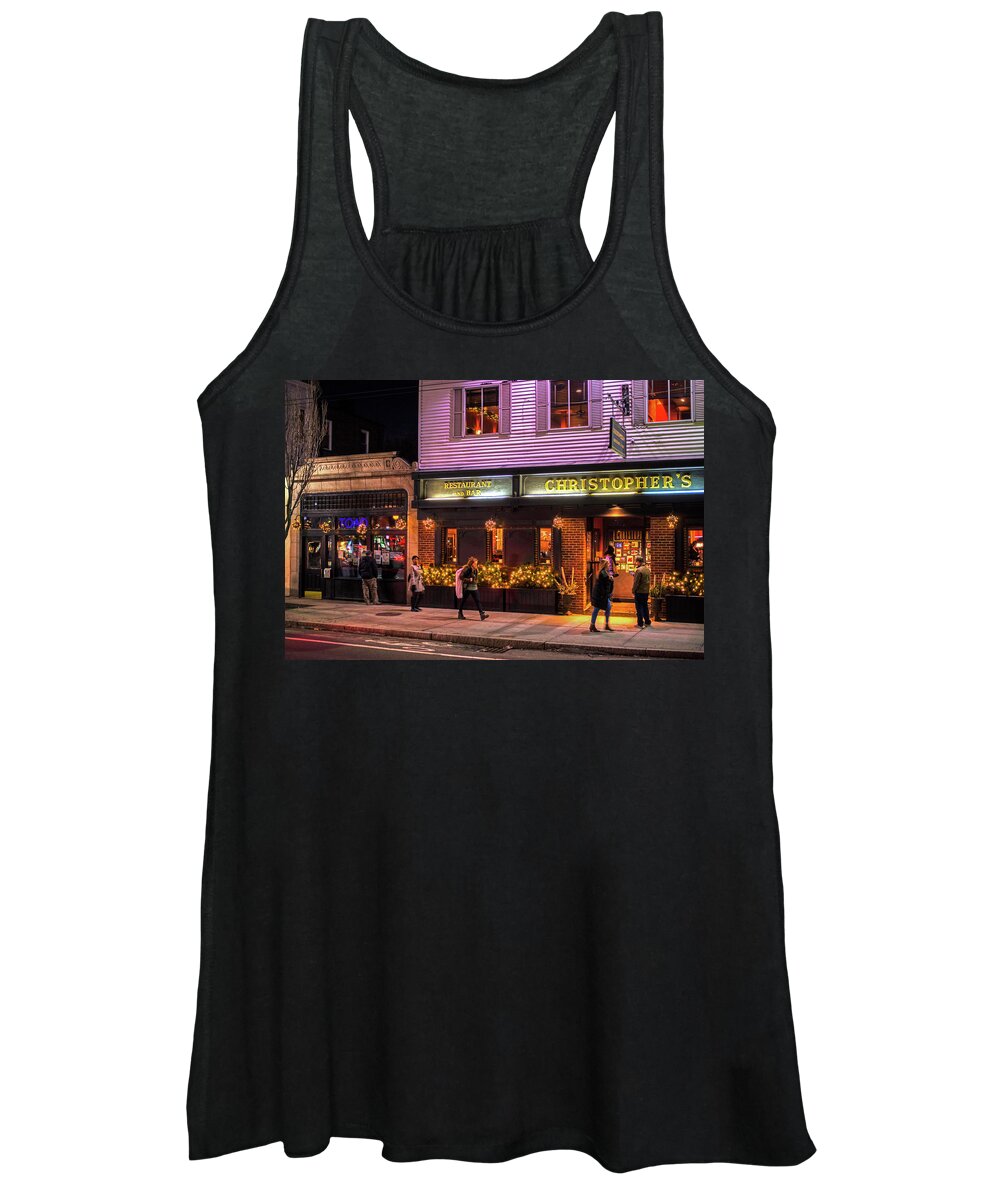 Christopher's Women's Tank Top featuring the photograph Christopher's and the TOAD Cambridge MA Porter Square by Toby McGuire