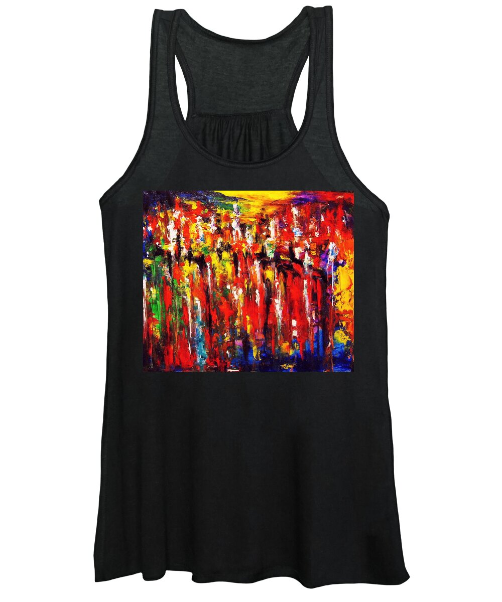 Energy Art Women's Tank Top featuring the painting CITY. Series ColorScapes. by Helen Kagan