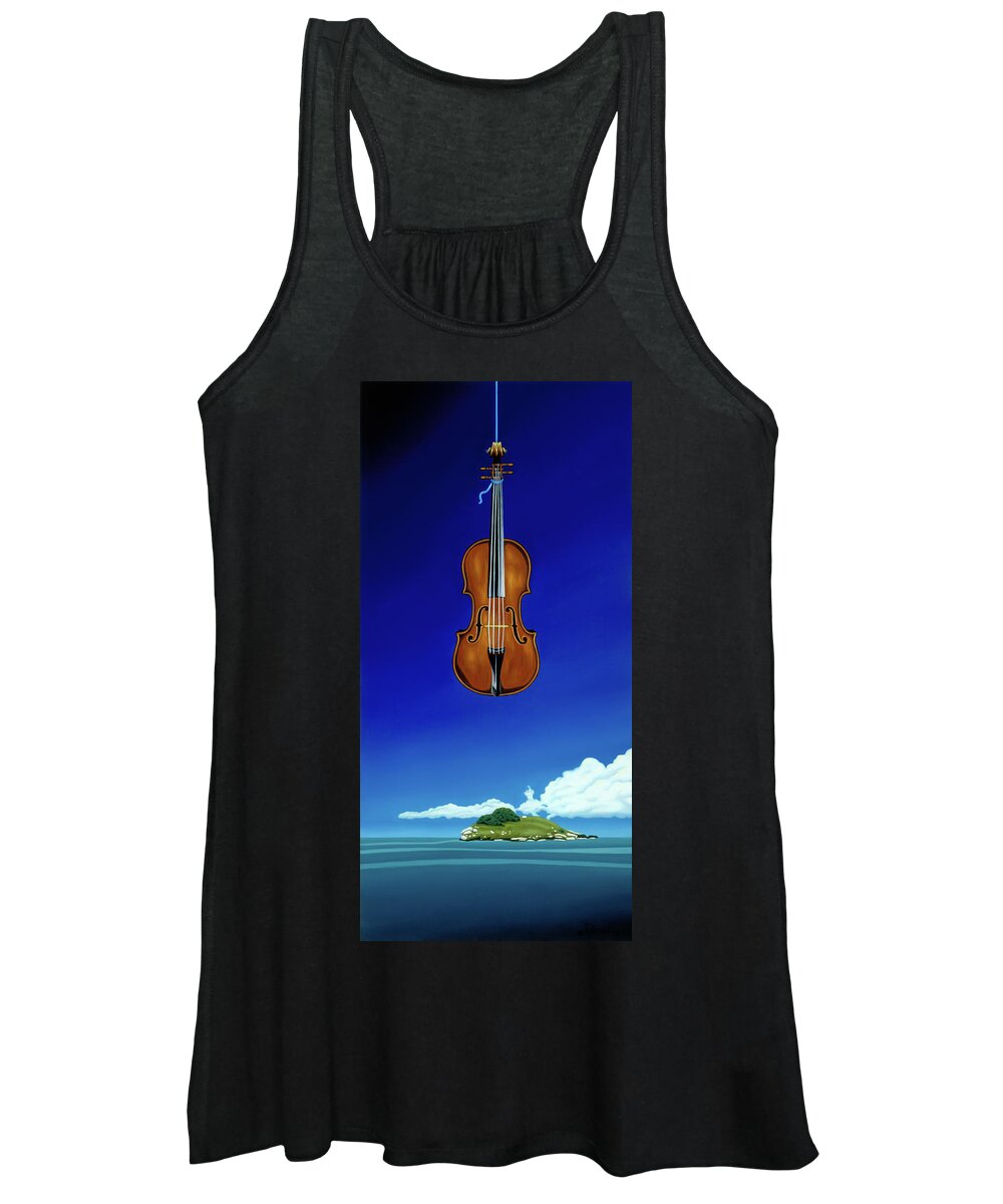 Cello Women's Tank Top featuring the painting Classical Seascape by Paxton Mobley