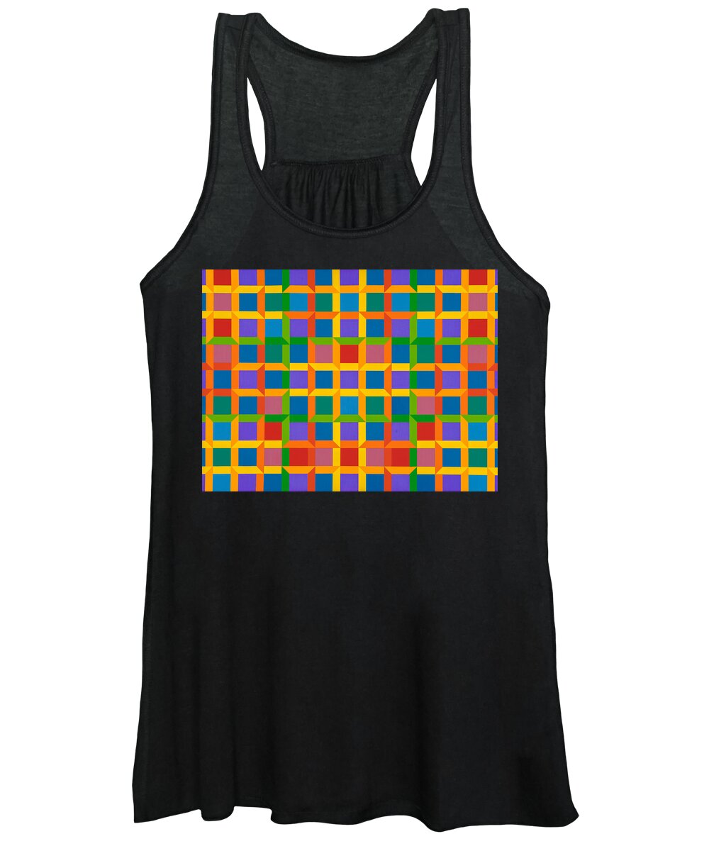 Abstract Women's Tank Top featuring the painting Closed Quadrilateral Lattice by Janet Hansen