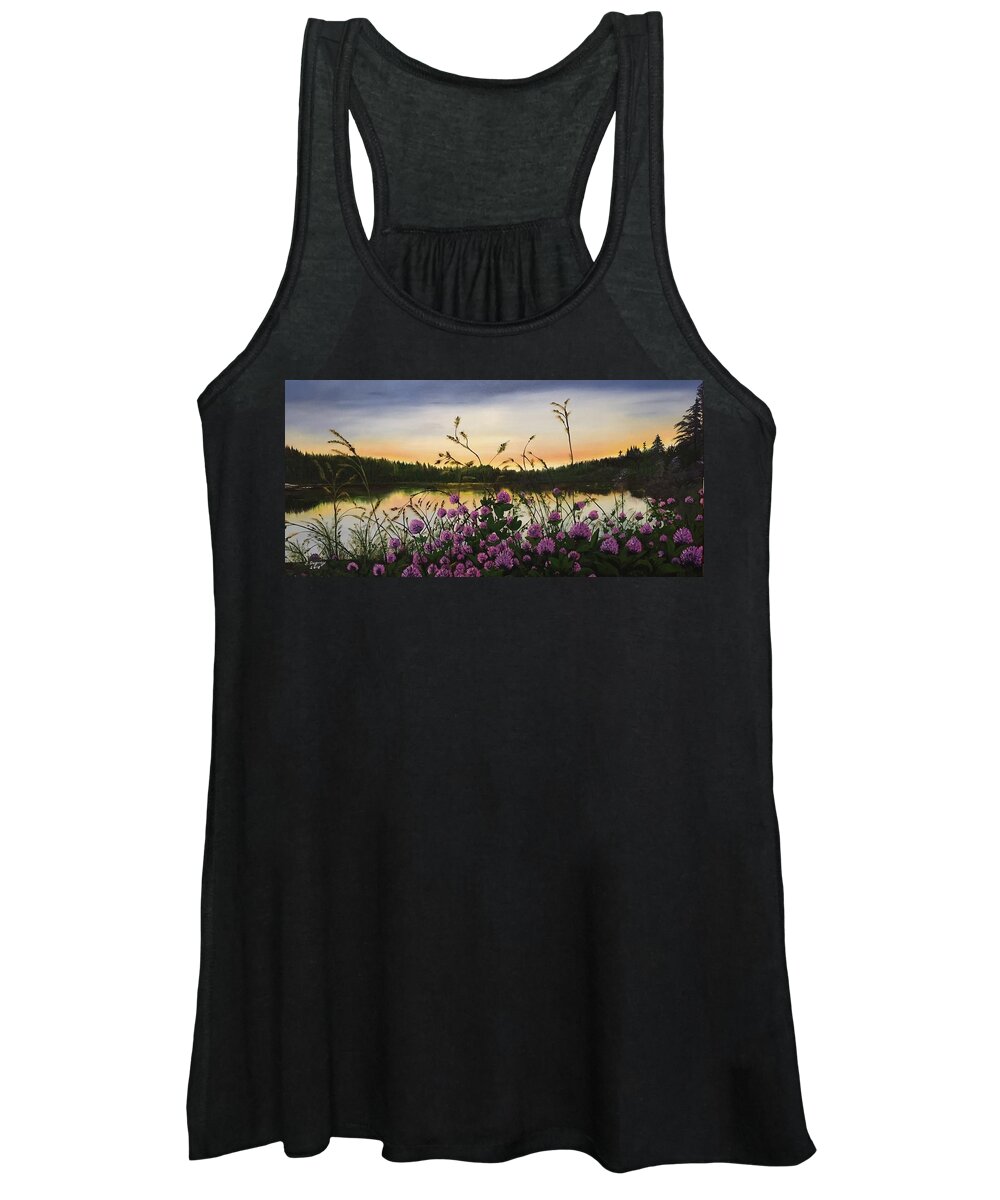 British Columbia Women's Tank Top featuring the painting Clover Sunrise by Sharon Duguay