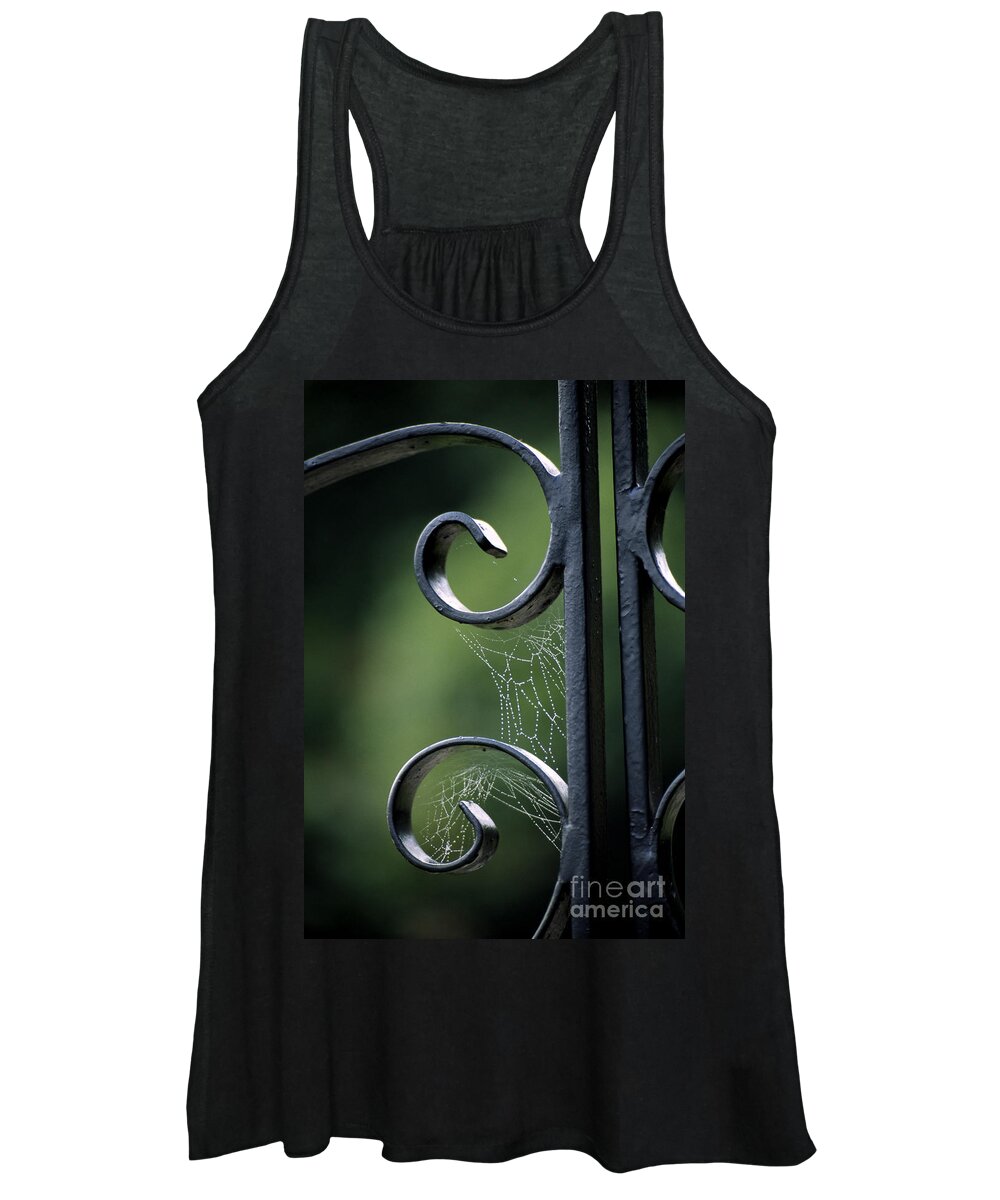 Gate Women's Tank Top featuring the photograph Cobwebs on Gate by William Kuta