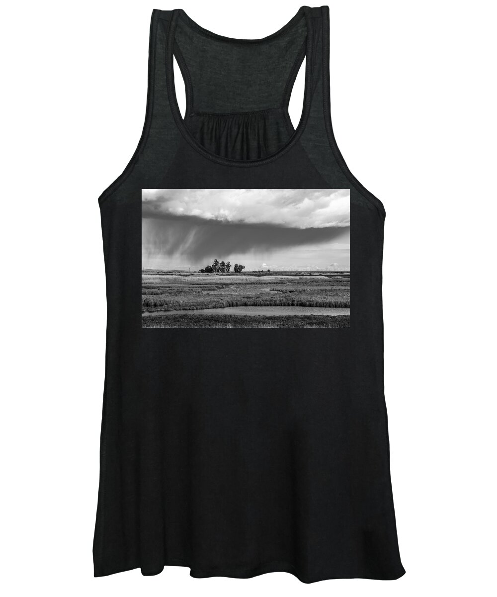 Landscape Women's Tank Top featuring the photograph Colledia rainstorm B/W by Bruce Bottomley