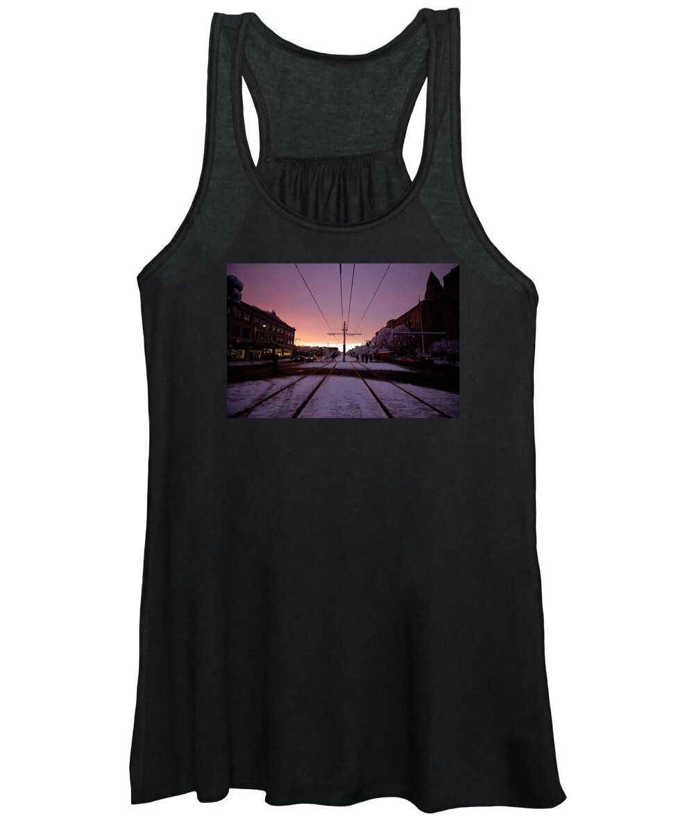  Women's Tank Top featuring the photograph Commonwealth Ave sunset by Icy Li