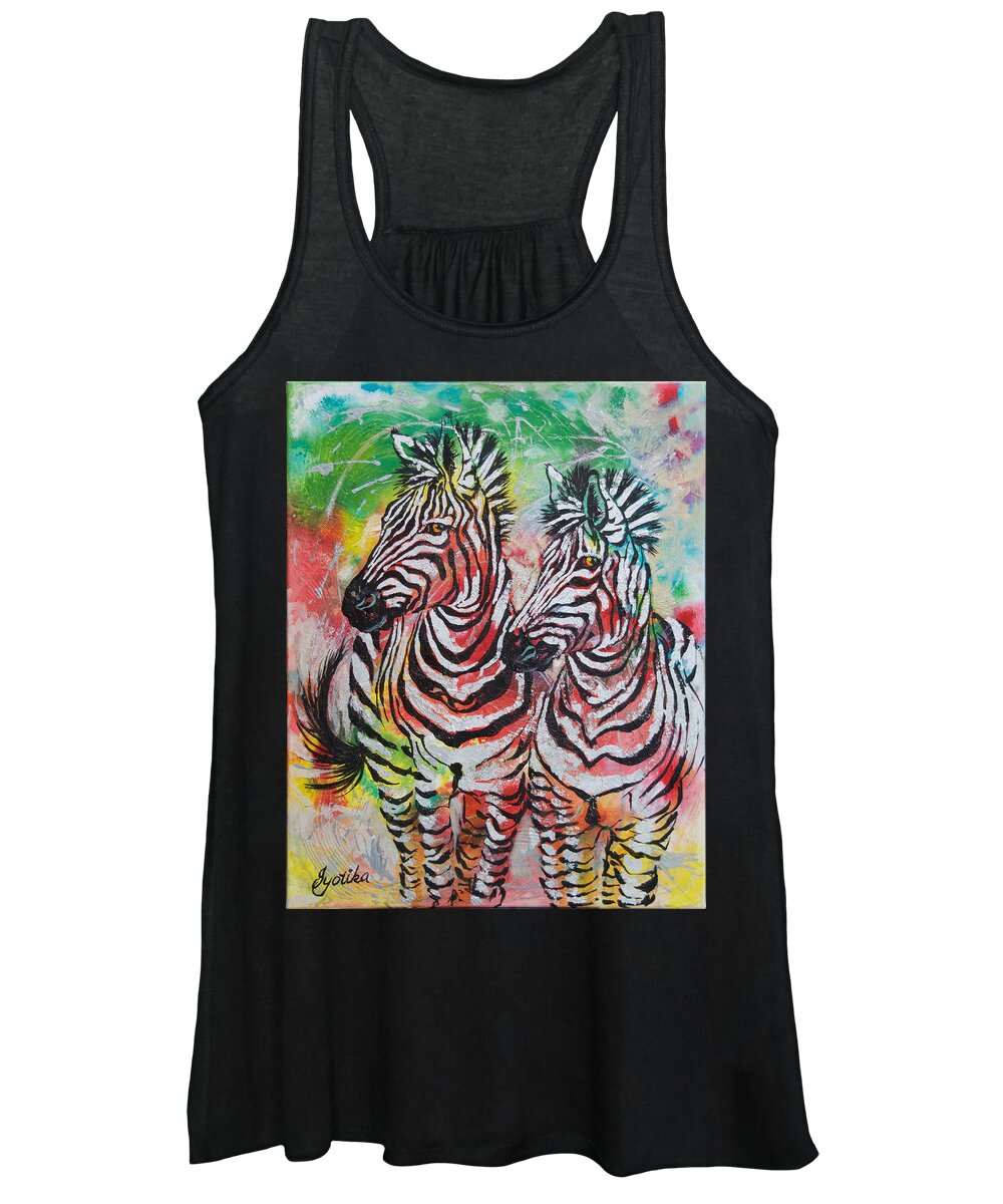 Zebras Women's Tank Top featuring the painting Companion by Jyotika Shroff