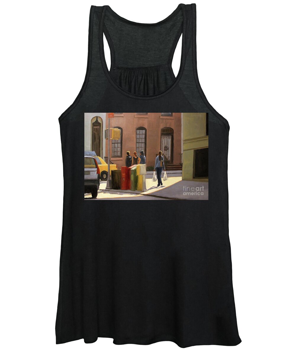 Oil Painting Women's Tank Top featuring the painting Corner stop by Tate Hamilton