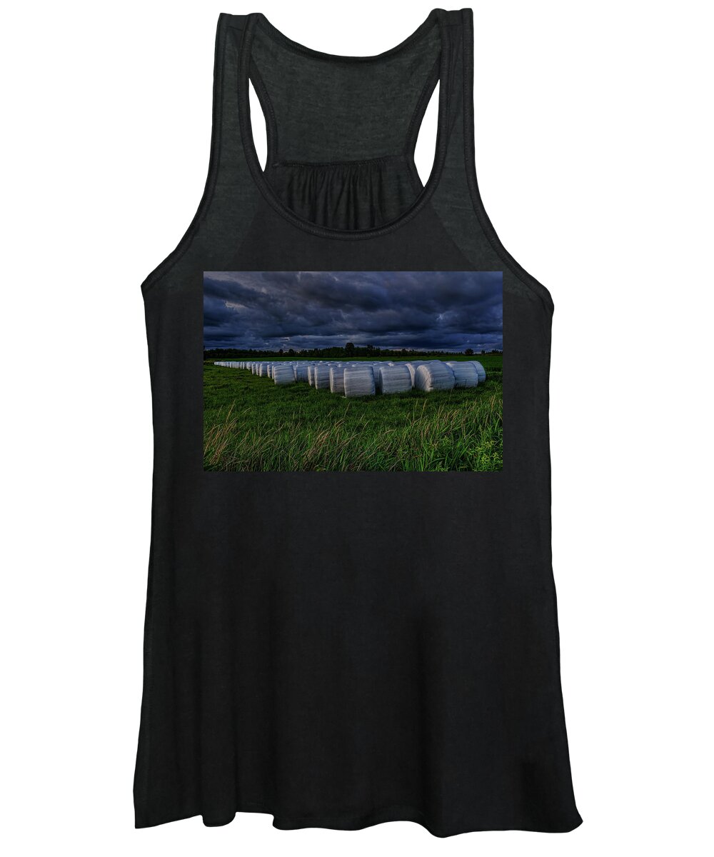 Farmer Women's Tank Top featuring the photograph Covered Hay Bales by Dale Kauzlaric