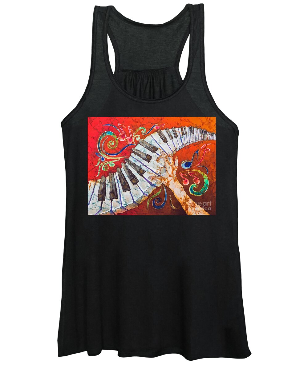 Piano Women's Tank Top featuring the tapestry - textile Crazy Fingers - Piano Keyboard by Sue Duda