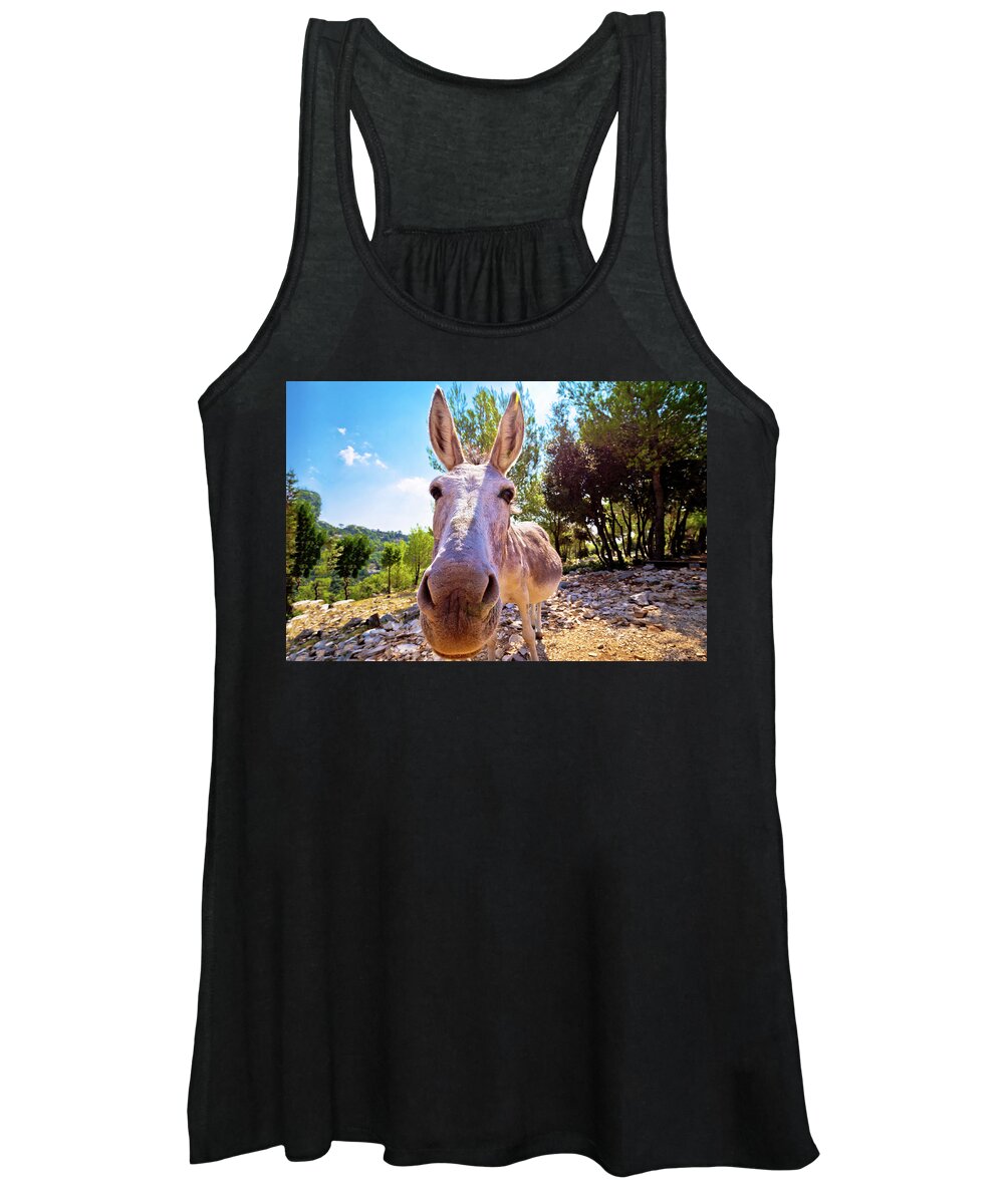 Donkey Women's Tank Top featuring the photograph Dalmatian island donkey in nature by Brch Photography