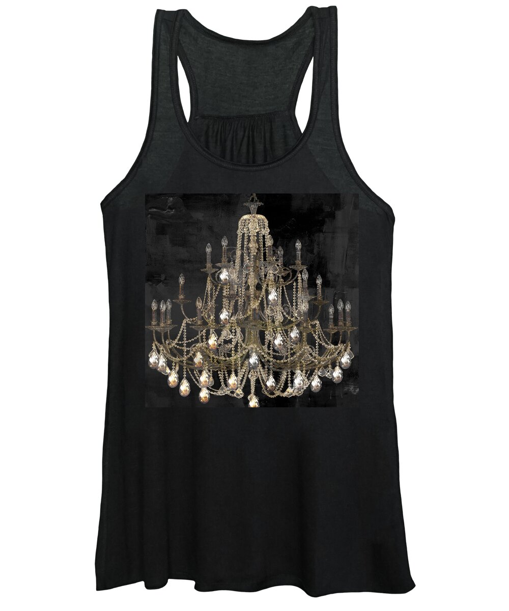 Chandelier Women's Tank Top featuring the painting Lit Chandelier by Mindy Sommers