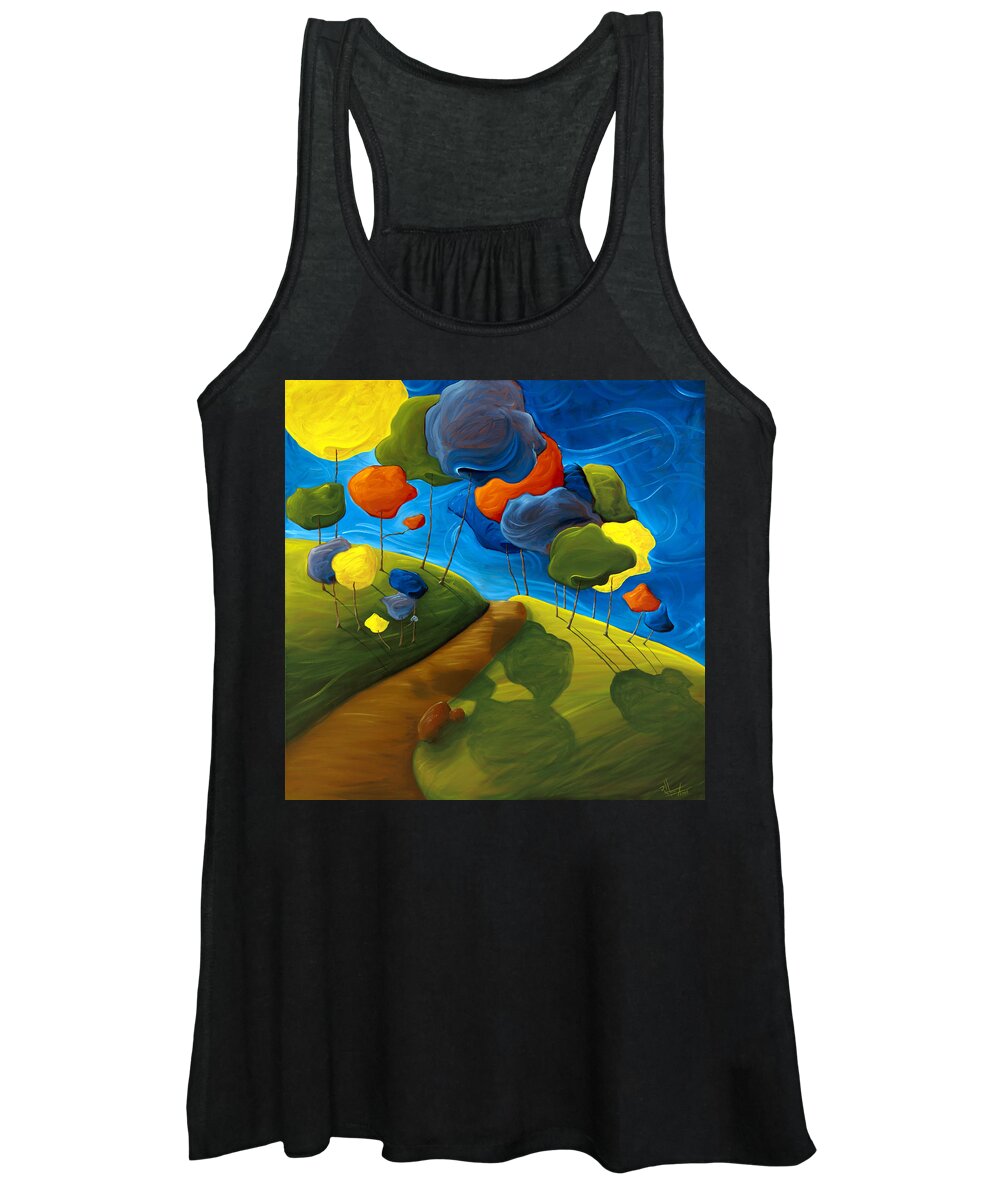 Landscape Women's Tank Top featuring the painting Dancing Shadows by Richard Hoedl