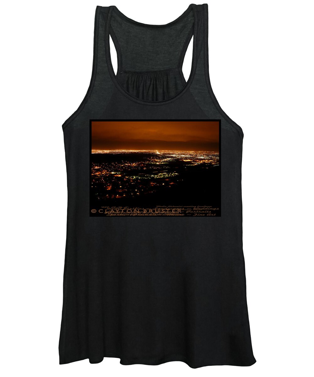 Clay Women's Tank Top featuring the photograph Denver Area At Night From Lookout Mountain by Clayton Bruster