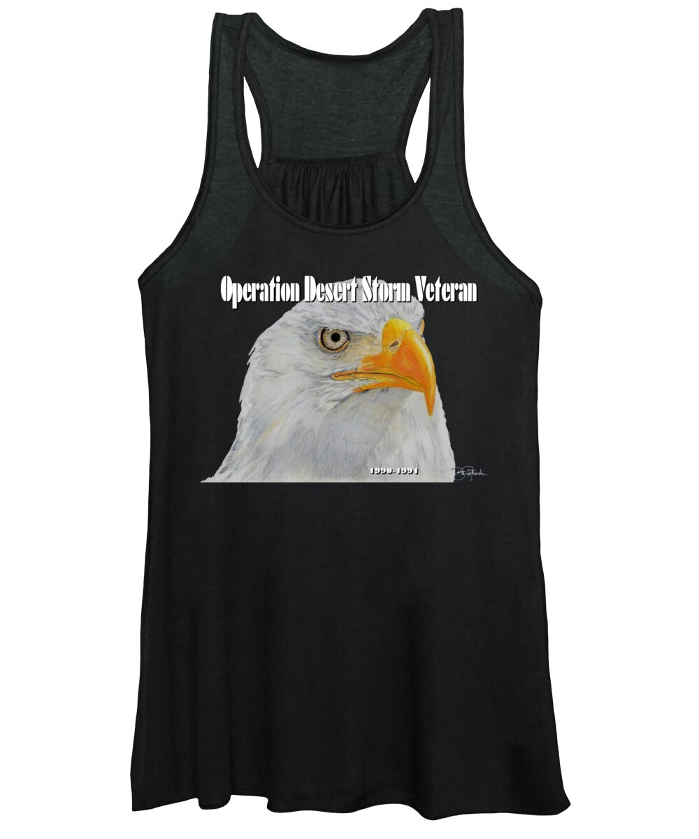 Desert Women's Tank Top featuring the drawing Desert Storm Eagle by Bill Richards