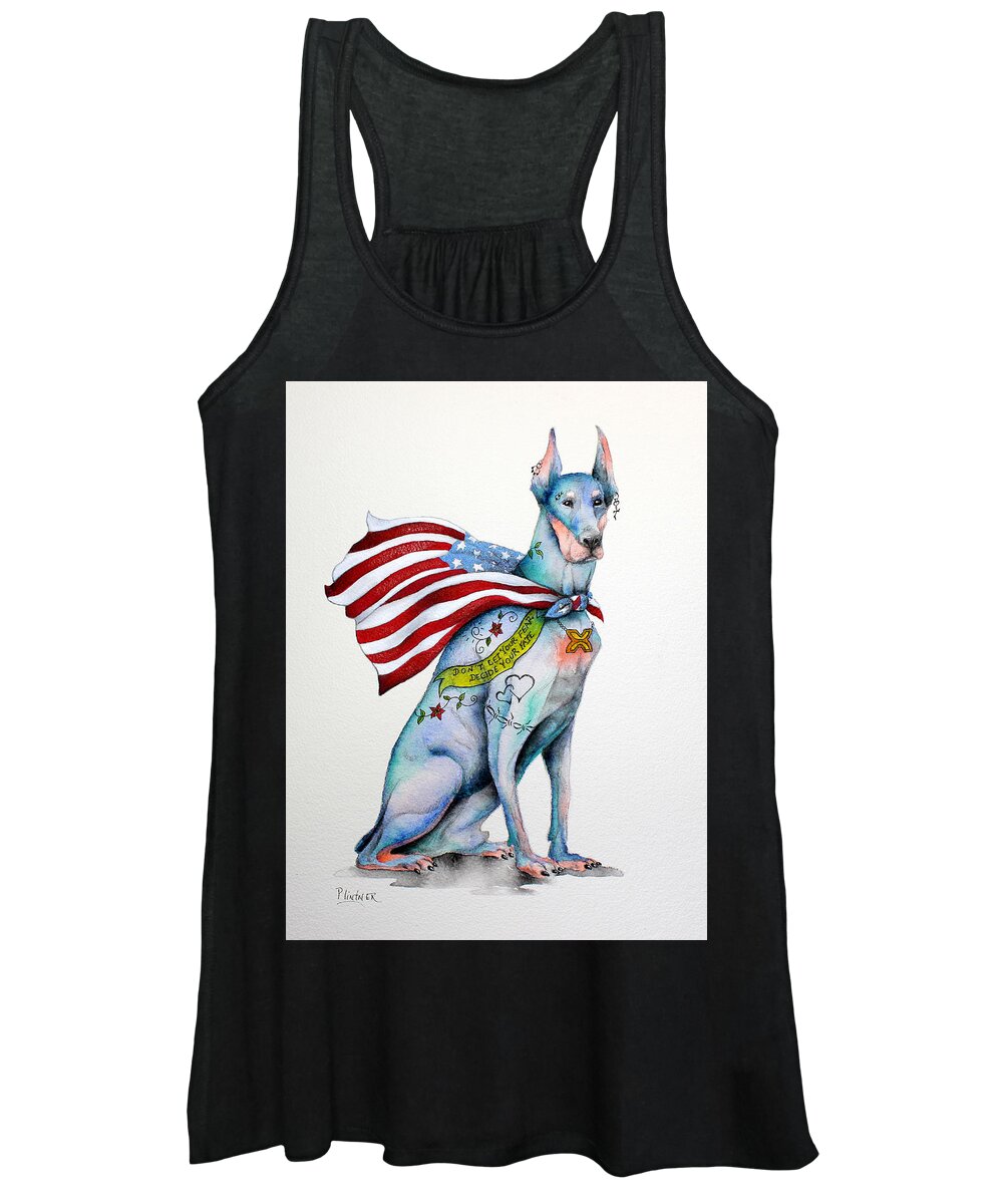 Doberman Pinscher Art Women's Tank Top featuring the painting Doberman Napolean by Patricia Lintner