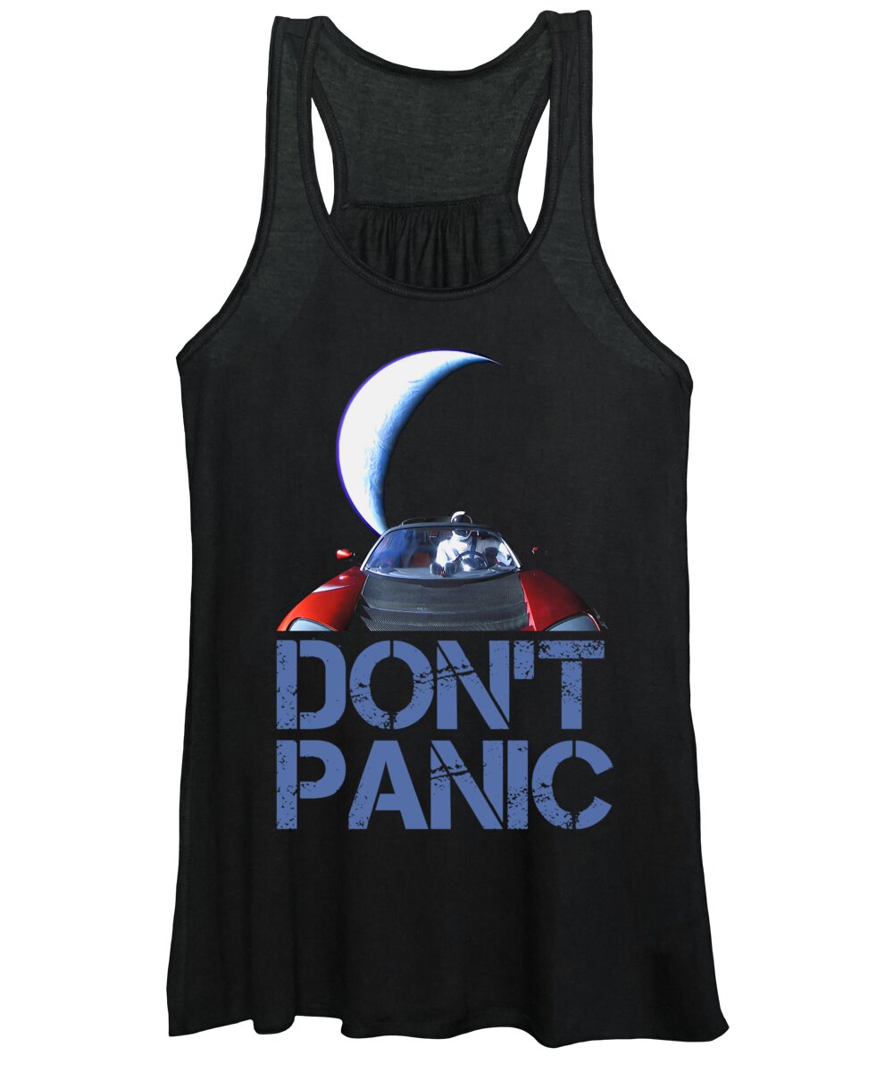 Dont Panic Women's Tank Top featuring the mixed media Don't Panic Starman by Filip Schpindel