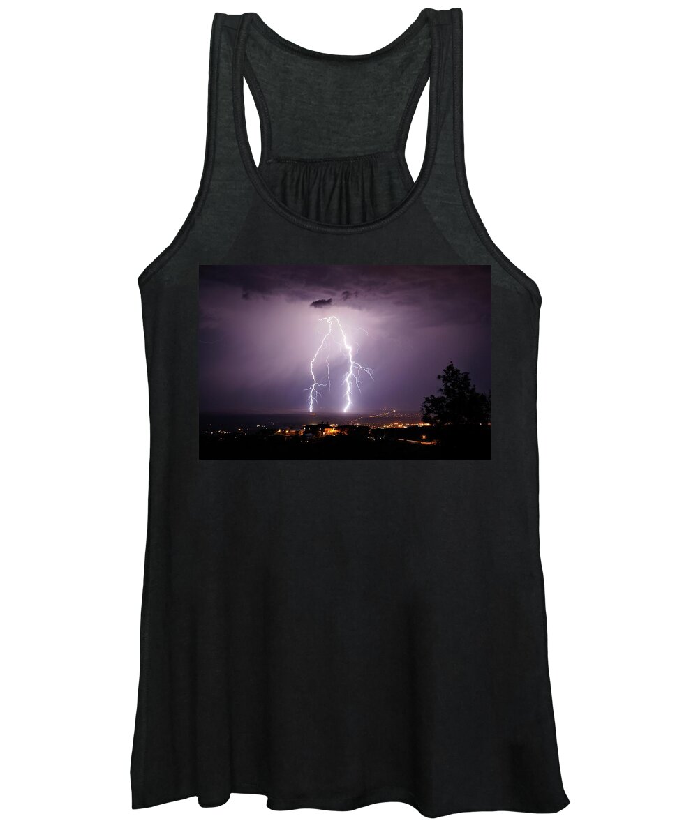 Lightning Women's Tank Top featuring the photograph Double Trouble by Ron Chilston