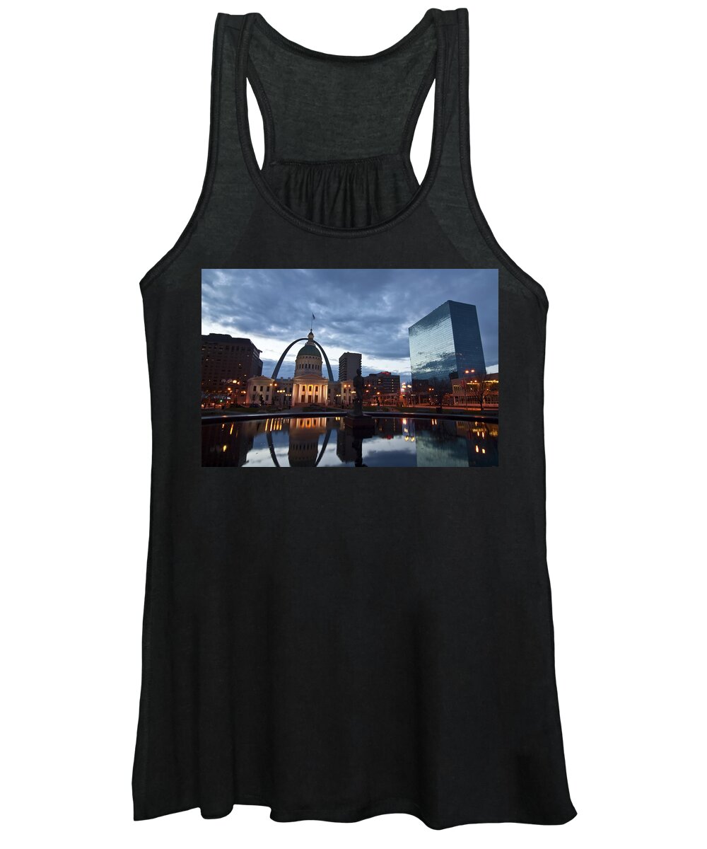 Gateway Arch Women's Tank Top featuring the photograph Downtown St. Louis at dawn by Sven Brogren