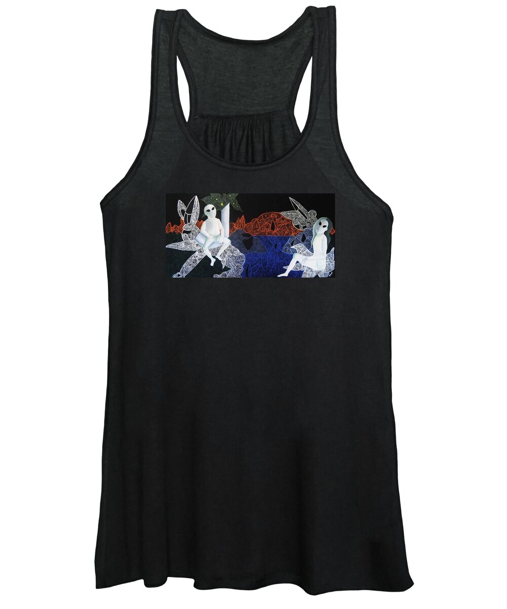 Surreal Dreamscape Women's Tank Top featuring the painting Dreams of Broken Dolls by Reb Frost