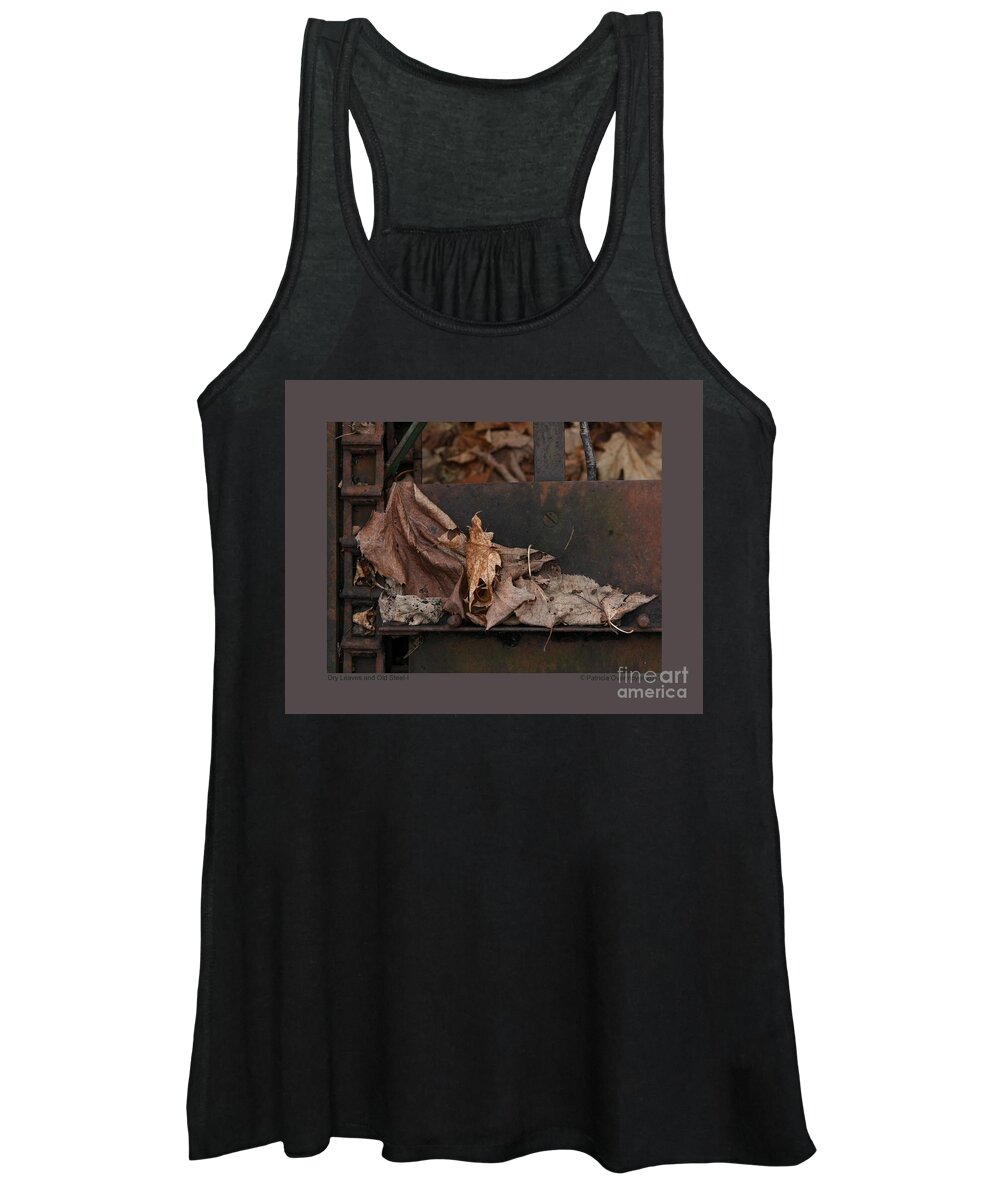 Abstract Women's Tank Top featuring the photograph Dry Leaves and Old Steel-I by Patricia Overmoyer