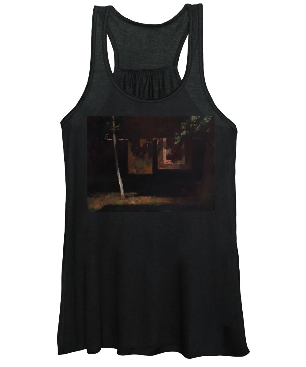 Landscape Women's Tank Top featuring the painting Drying Carpets by Attila Meszlenyi