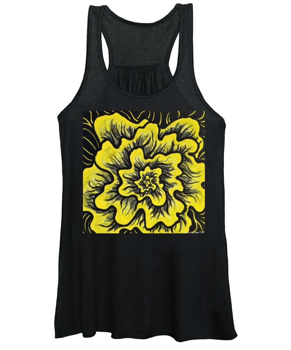 Acrylic On Canvas Women's Tank Top featuring the painting Dynamic Thought Flower #3 by Bryon Stewart