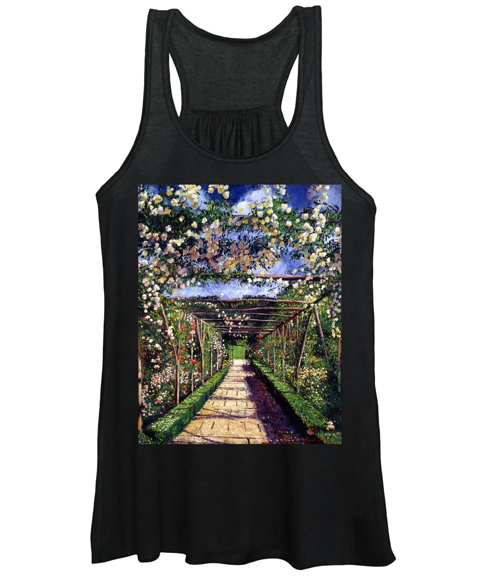 Gardens Women's Tank Top featuring the painting English Rose Trellis by David Lloyd Glover