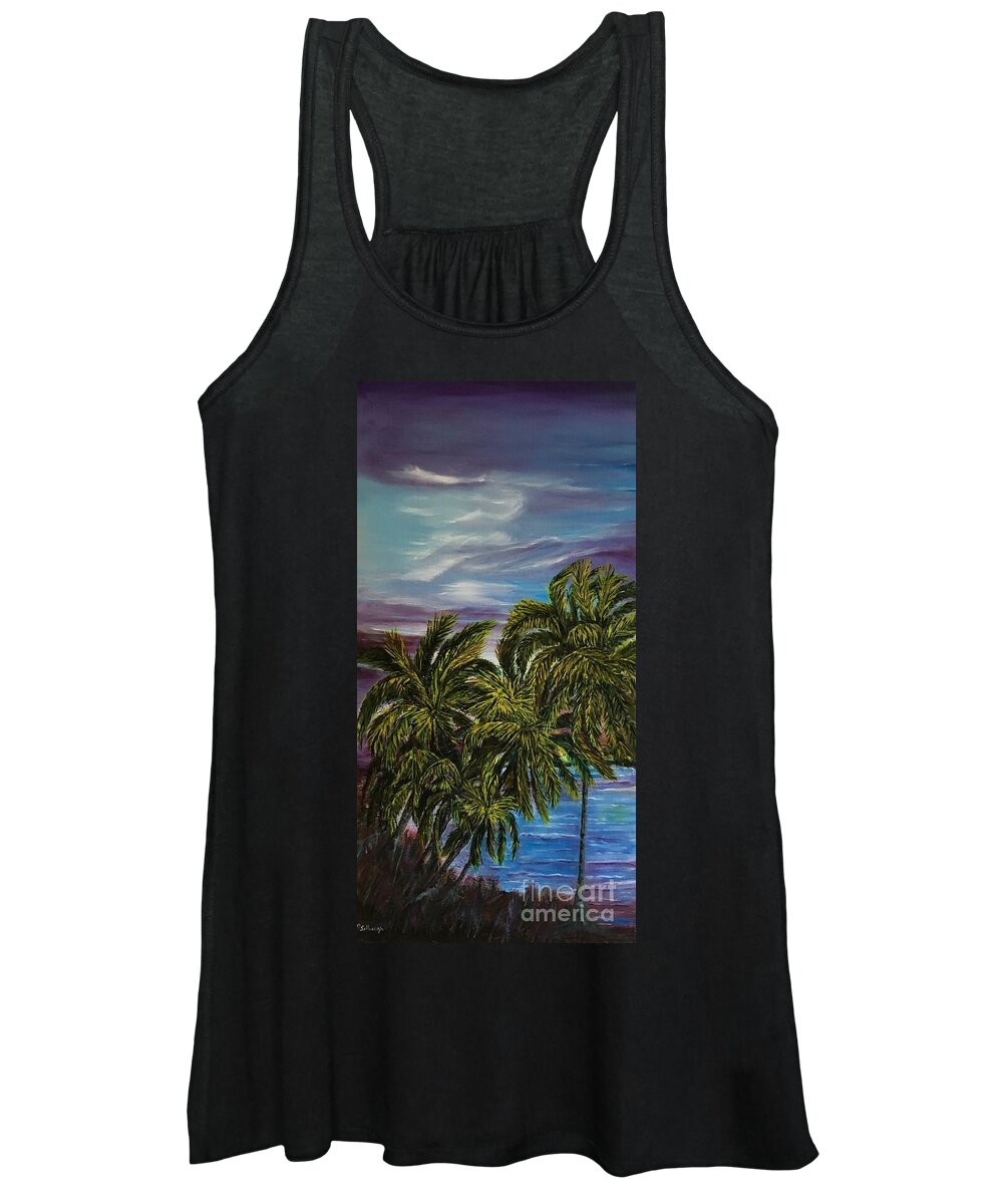 Island Scene Women's Tank Top featuring the painting Evening at Kumu nul Beach by Michael Silbaugh