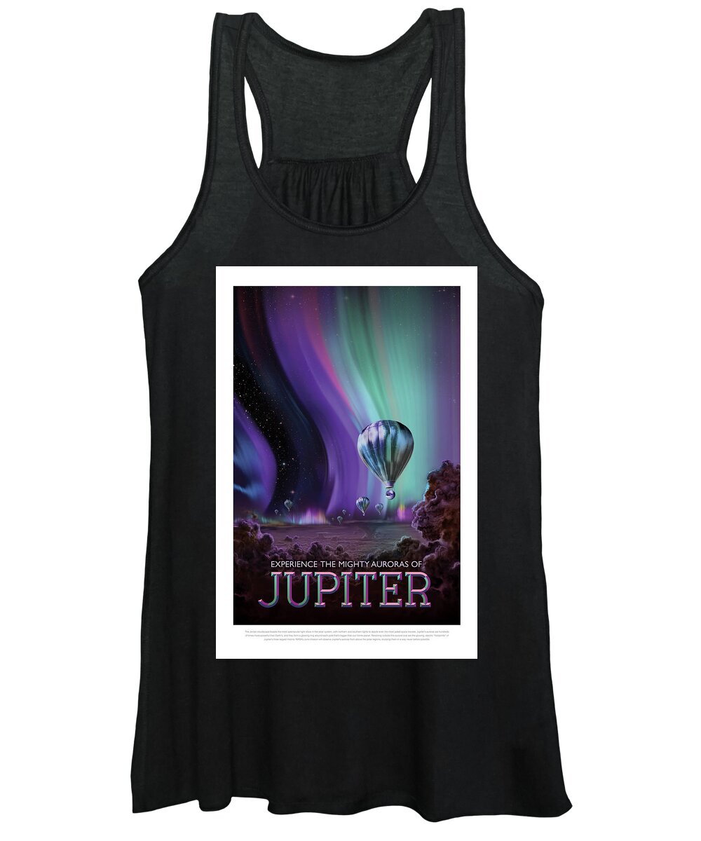 Vintage Women's Tank Top featuring the photograph Experience The Mighty Auroras Of Jupiter - Vintage NASA Poster by Mark Kiver