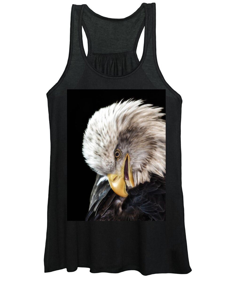 Bald Eagle Women's Tank Top featuring the photograph Feather Maintenance by Bill and Linda Tiepelman
