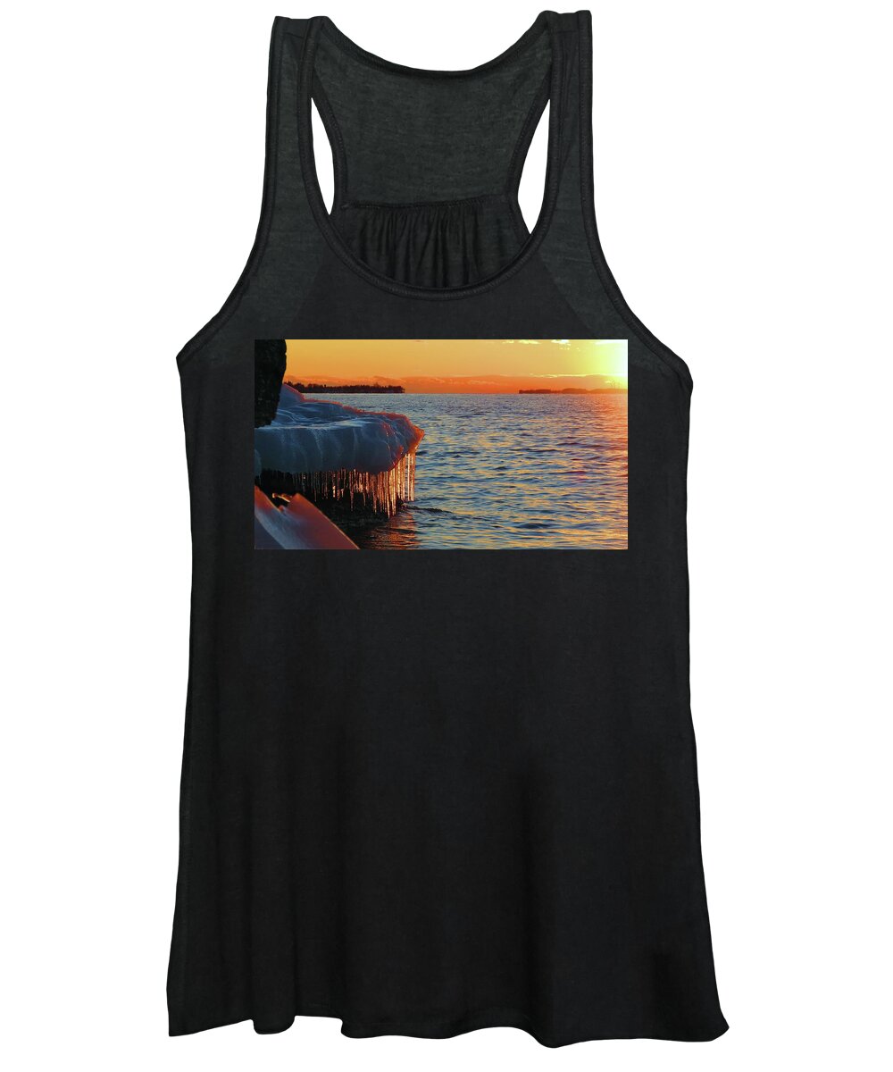 Cape Vincent Ny Women's Tank Top featuring the photograph Feburary sunset Cape Vincent by Dennis McCarthy