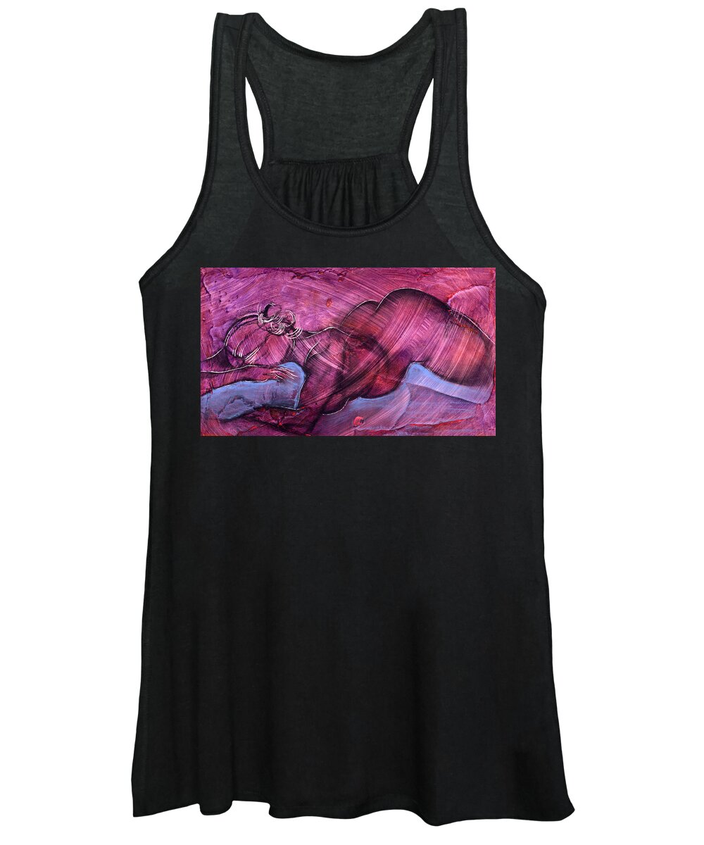 Nude Women's Tank Top featuring the painting Feeling Sensuous by Richard Hoedl