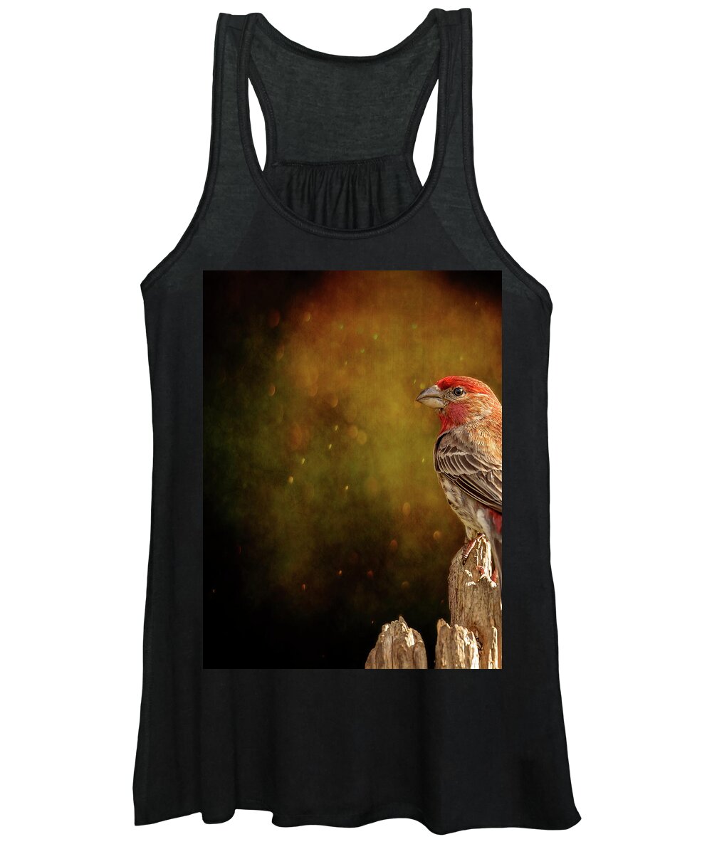 Animal Women's Tank Top featuring the photograph Finch From The Back by Bill and Linda Tiepelman