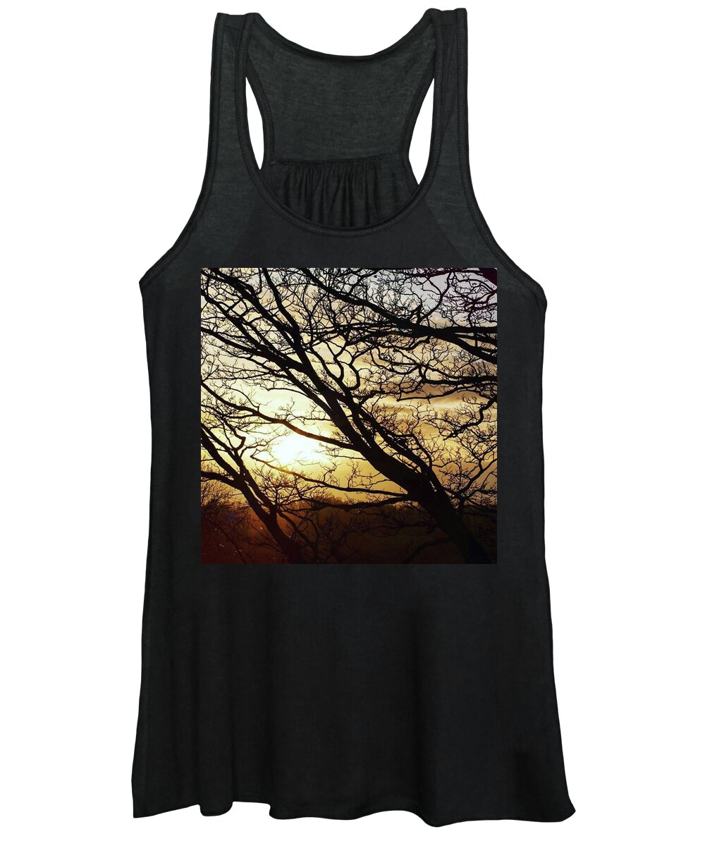 Golden Women's Tank Top featuring the photograph Fire In The Trees by Aleck Cartwright