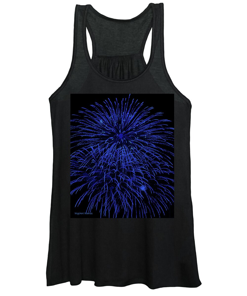 Fireworks Women's Tank Top featuring the digital art Firework Blues by DigiArt Diaries by Vicky B Fuller