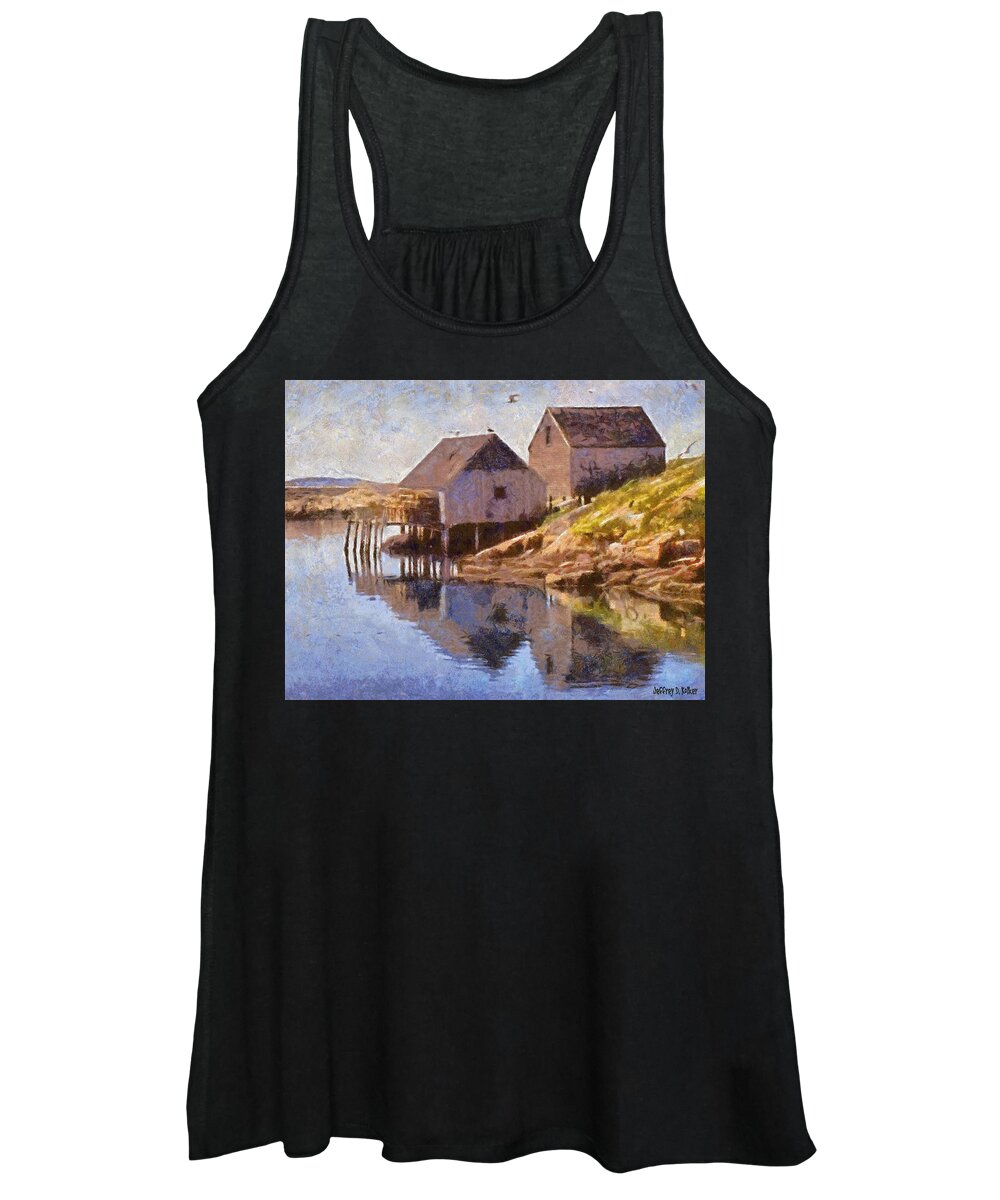 Canadian Women's Tank Top featuring the painting Fishing Wharf by Jeffrey Kolker